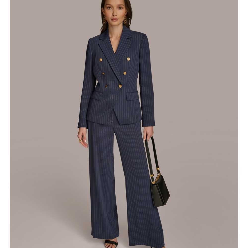Donna Karan New York Women's Navy Pinstripe double Breasted Blazer